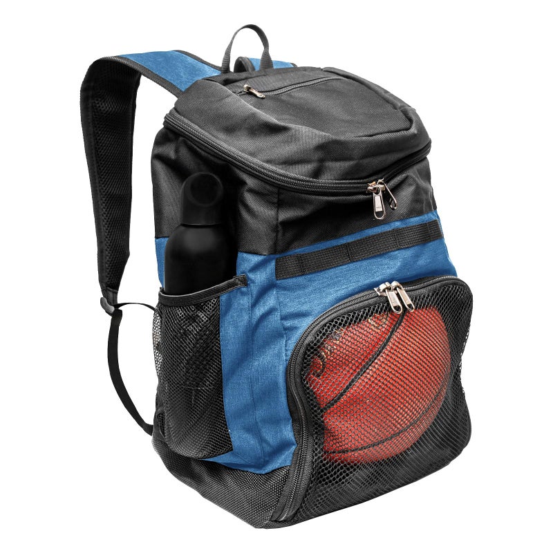 Xelfly Basketball Backpack with Ball Compartment â€“ Sports Equipment Bag for Soccer Ball, Volleyball, Gym, Outdoor, Travel, Team â€“ 2 Bottle Pockets, Includes Laundry or Shoe Bag â€“ 25L (Blue) - Image 1